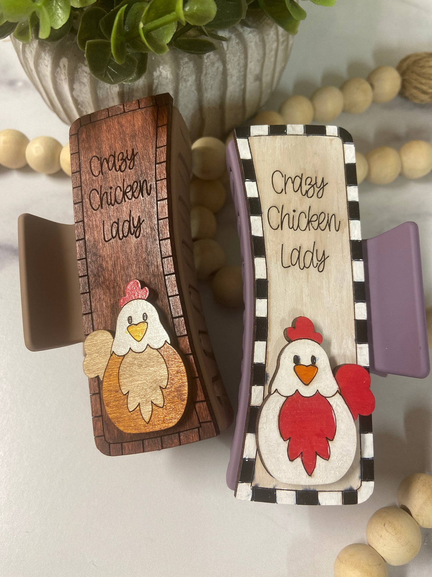 Crazy Chicken Lady Hair Clip