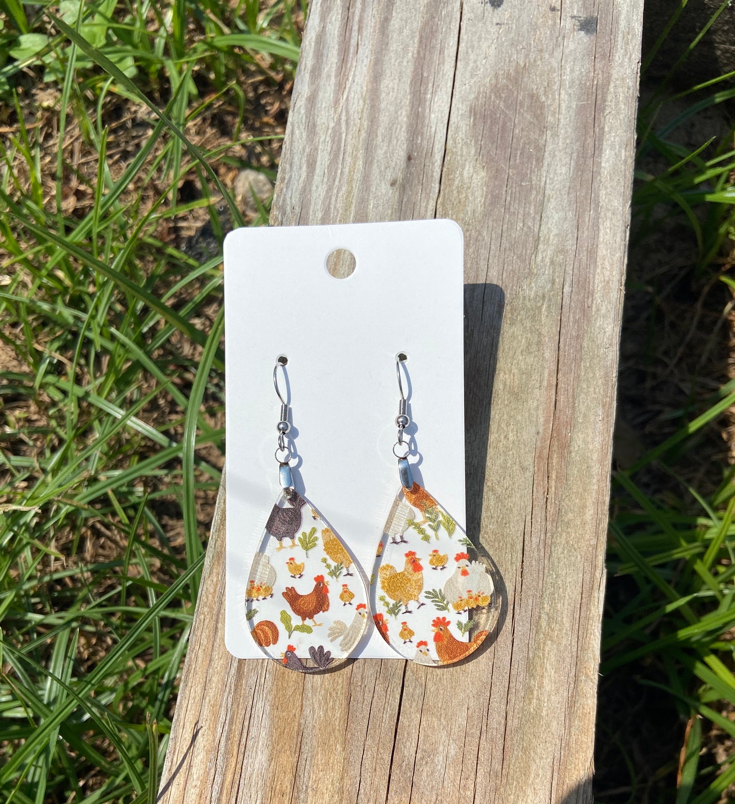 Clear Acrylic Chicken Earrings