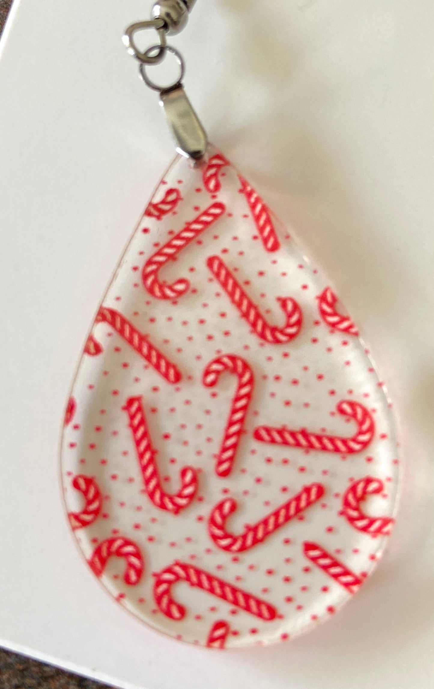 Clear Acrylic Candy Canes Earrings