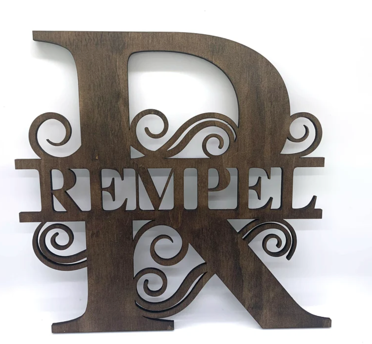Split Monogram Swirl Letters A-Z