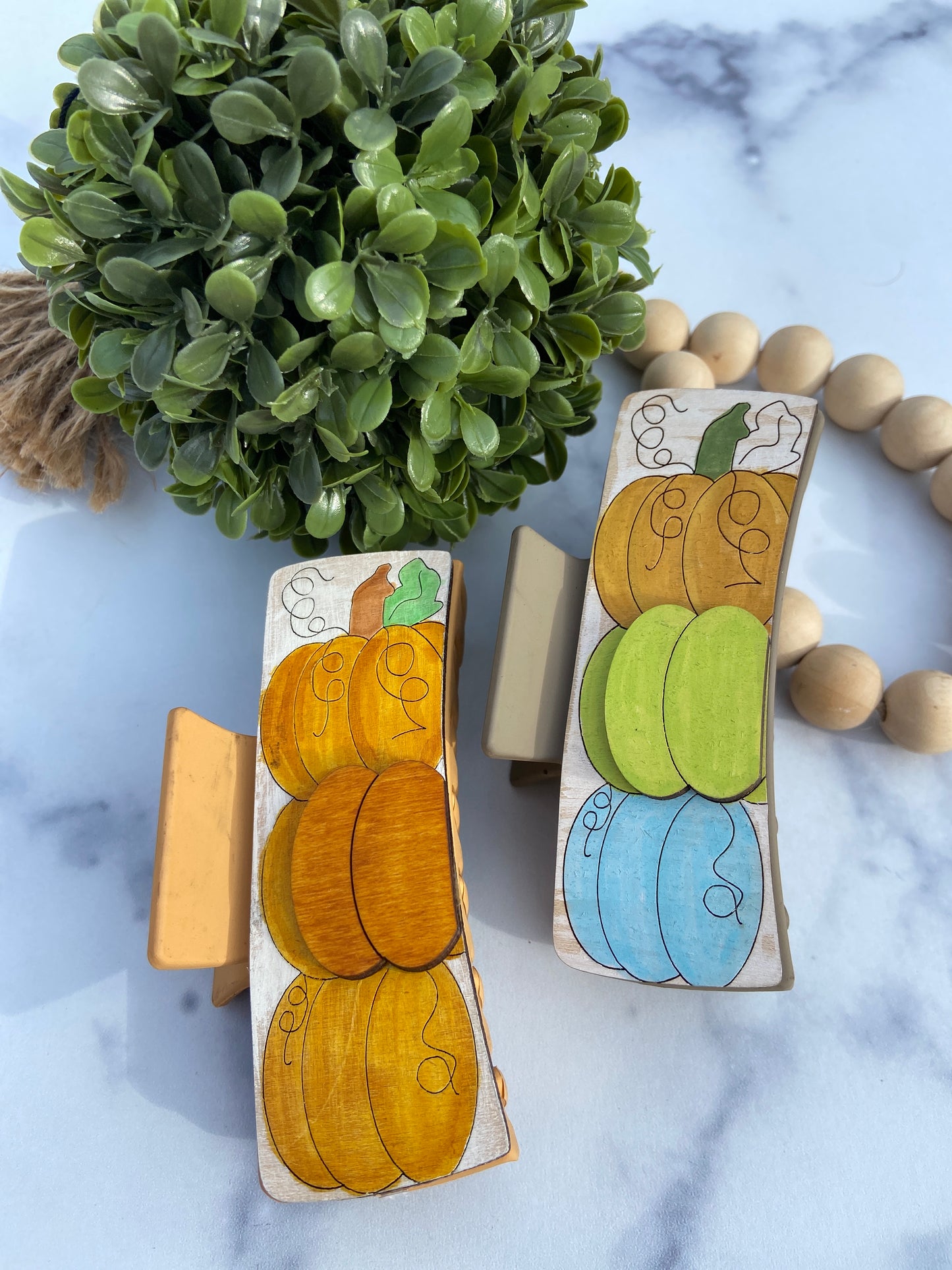 3 Stacked Pumpkin Hair Clips