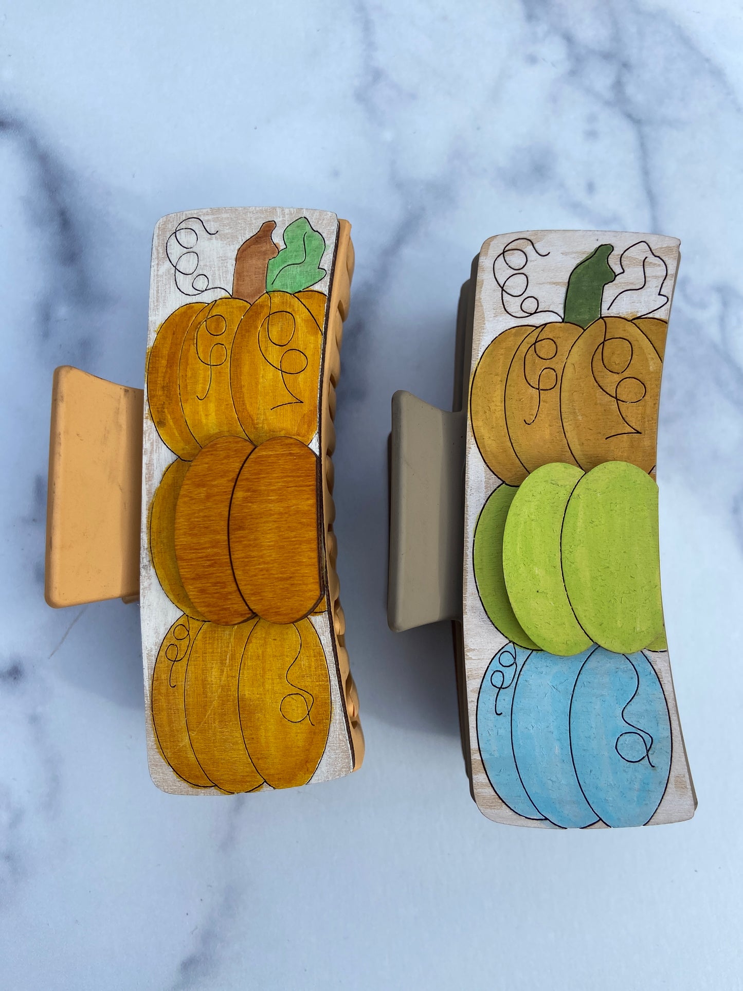 3 Stacked Pumpkin Hair Clips