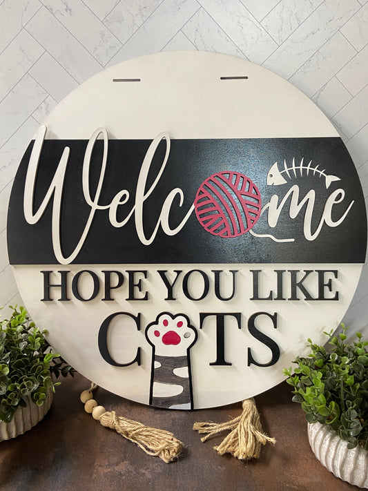 Welcome Hope you Like Cats Door Hanger