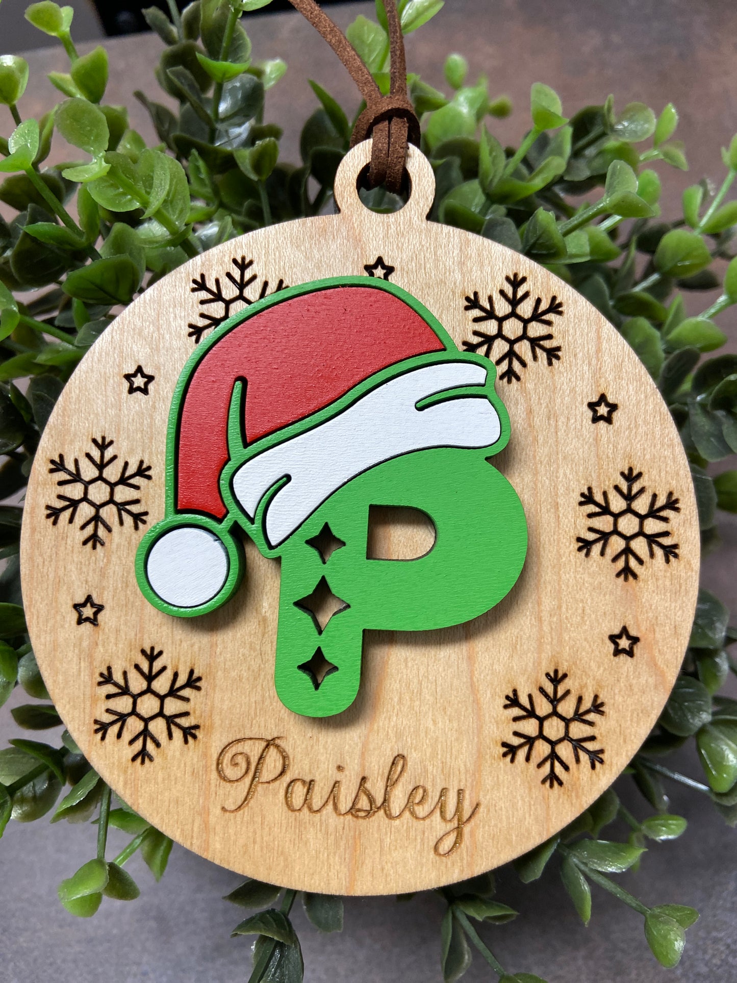 Santa Hat Initial Ornament