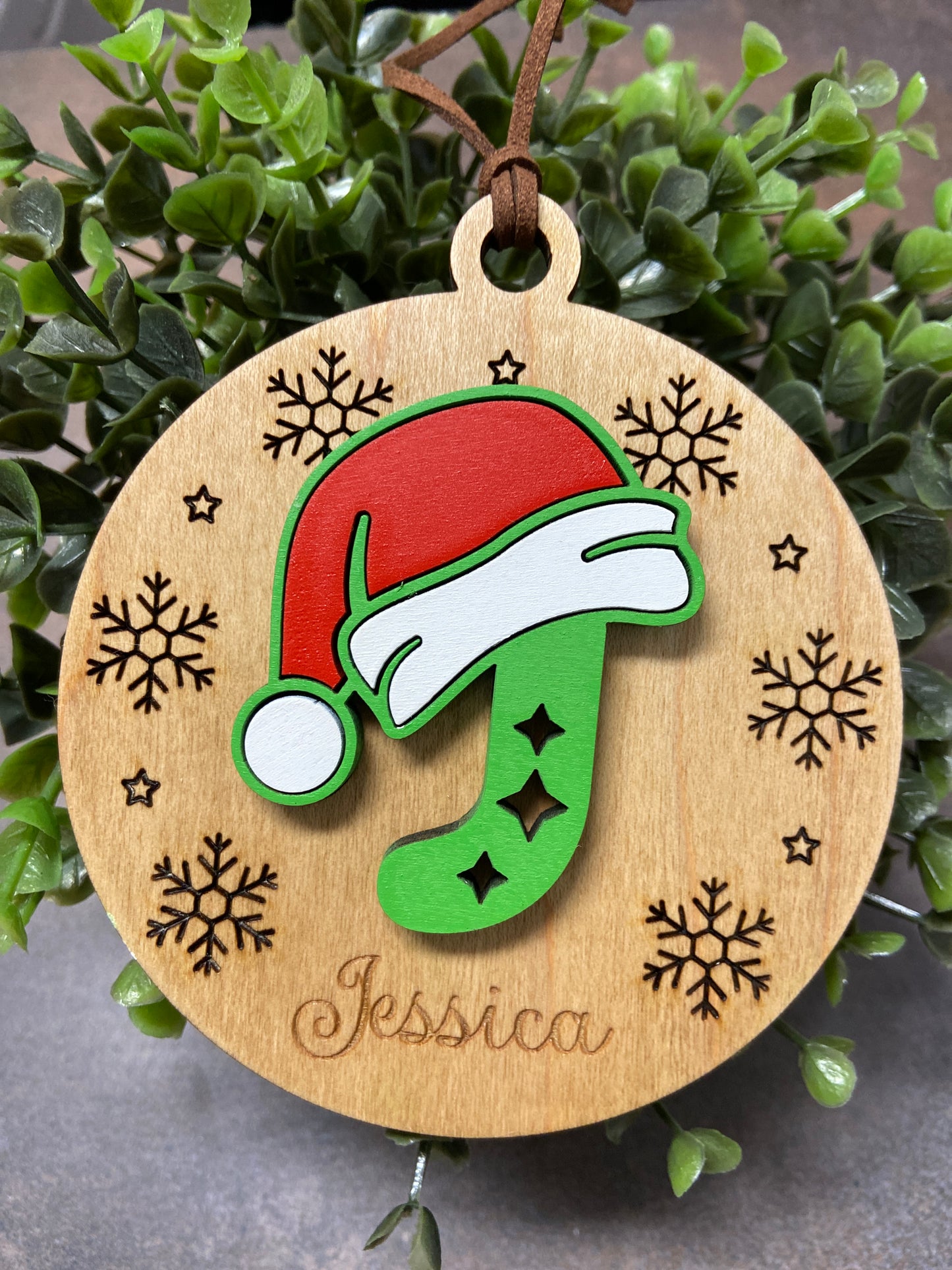 Santa Hat Initial Ornament