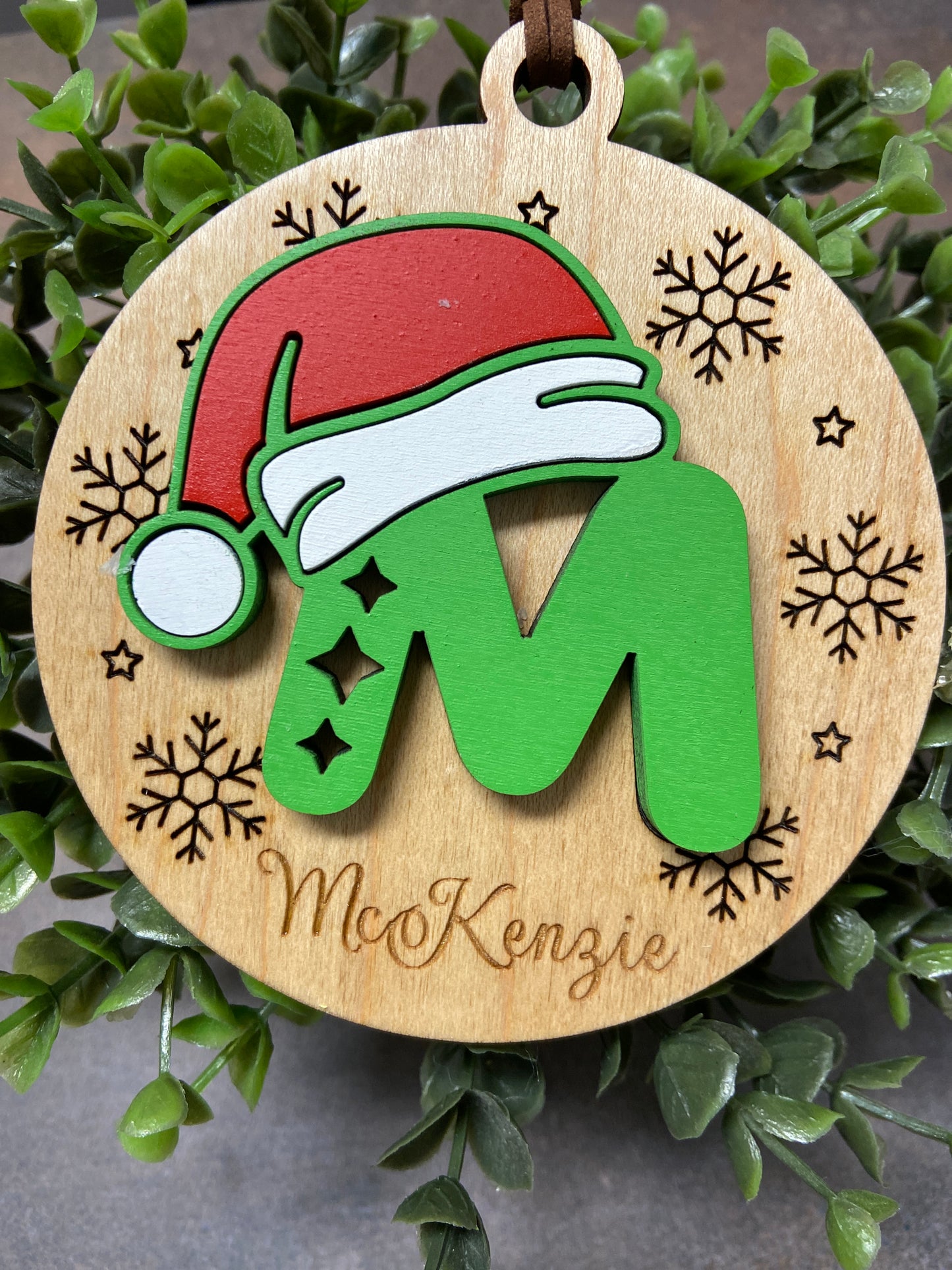 Santa Hat Initial Ornament