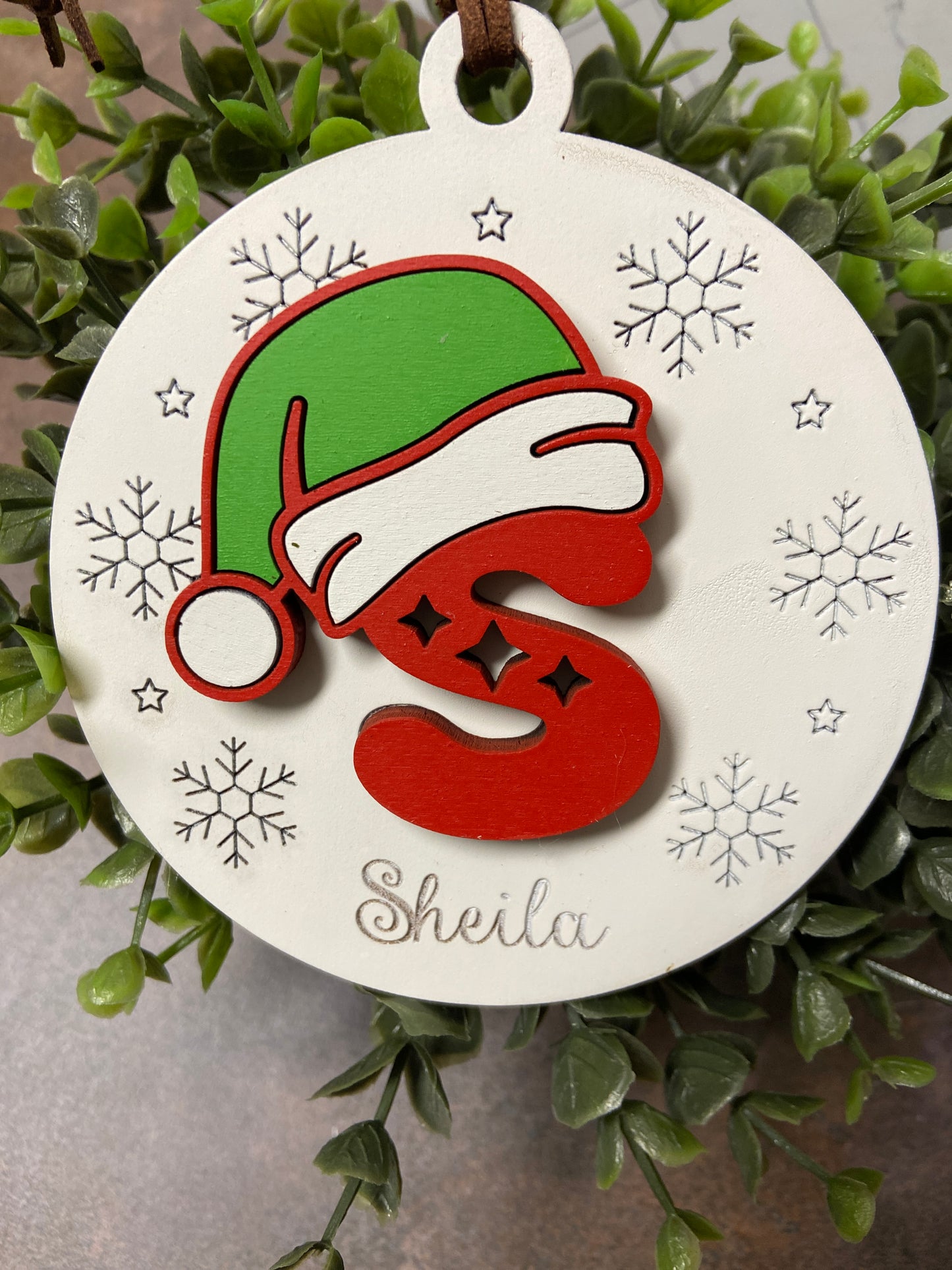 Santa Hat Initial Ornament