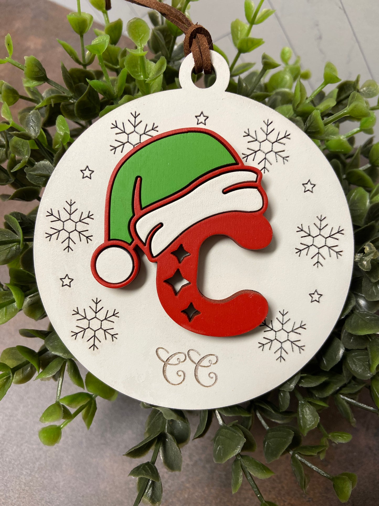 Santa Hat Initial Ornament