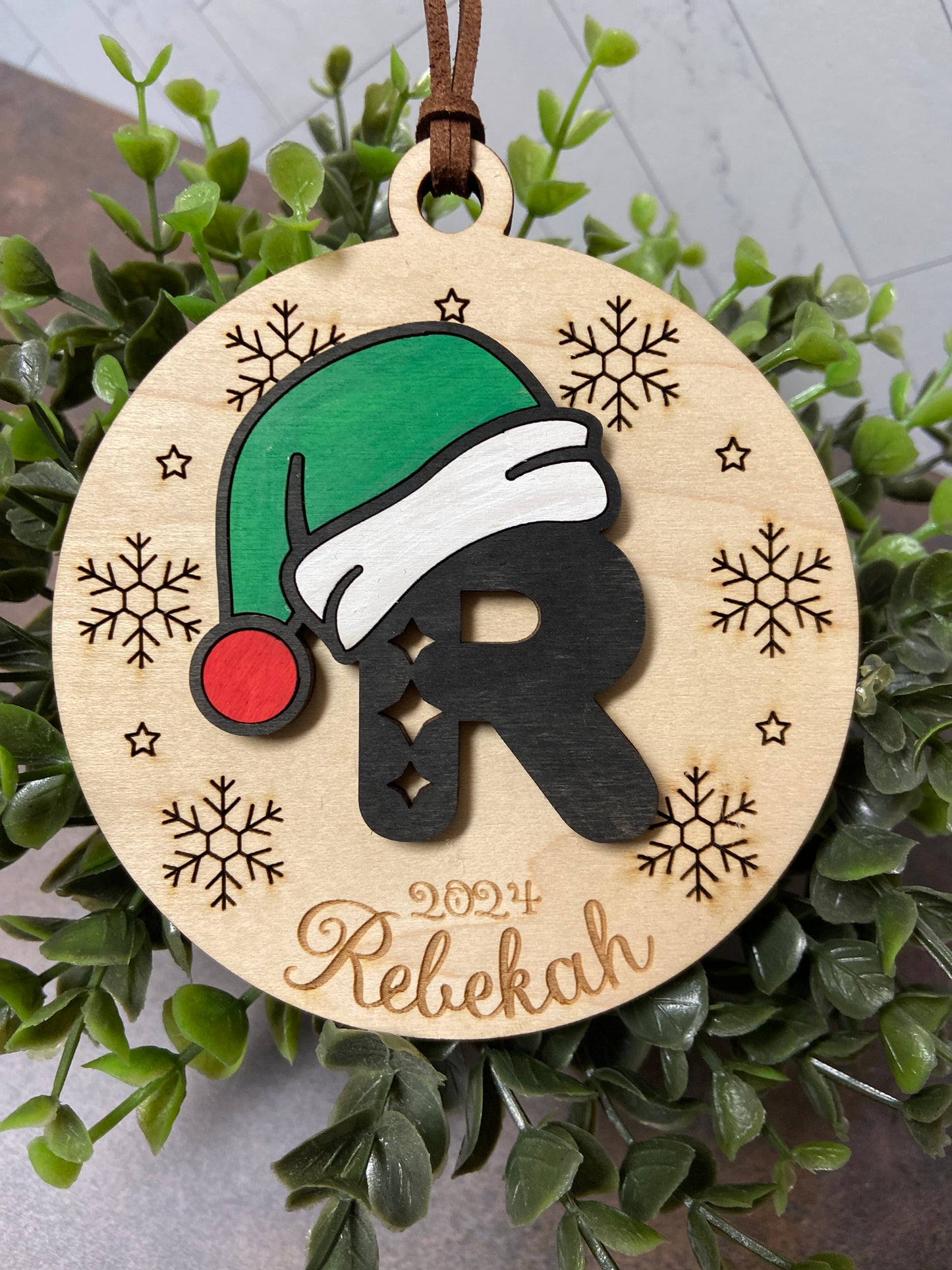 Santa Hat Initial Ornament