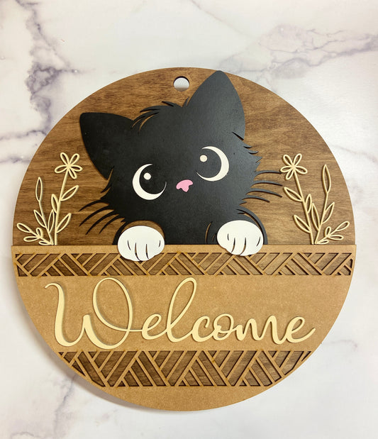 Welcome Cat Sign