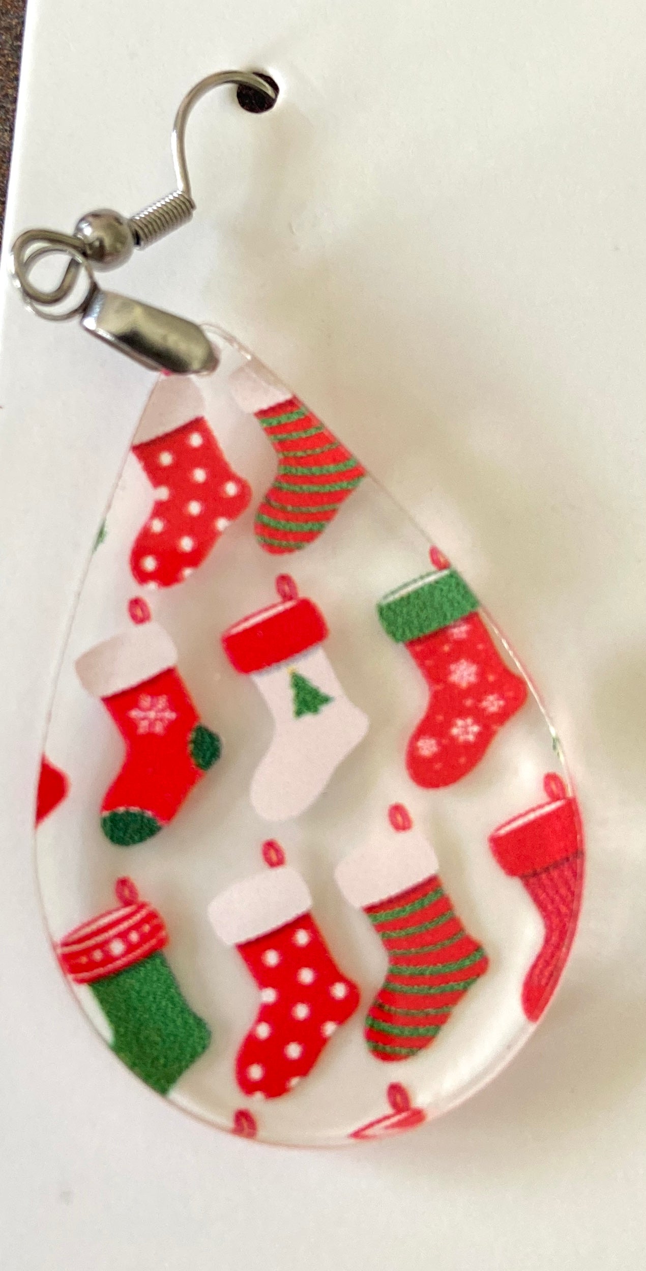 Clear Acrylic Christmas Stockings Earrings