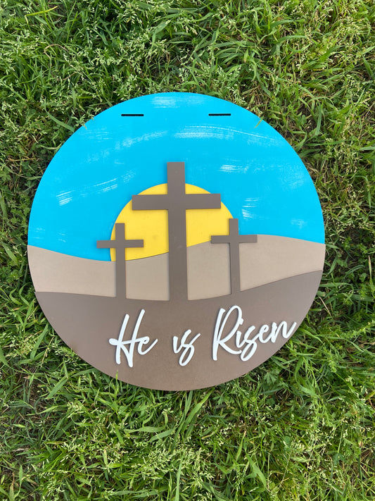 He is Risen Cross Door Hanger