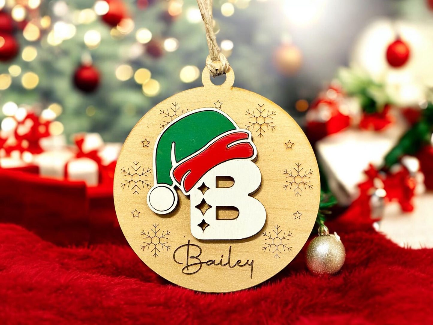 Santa Hat Initial Ornament