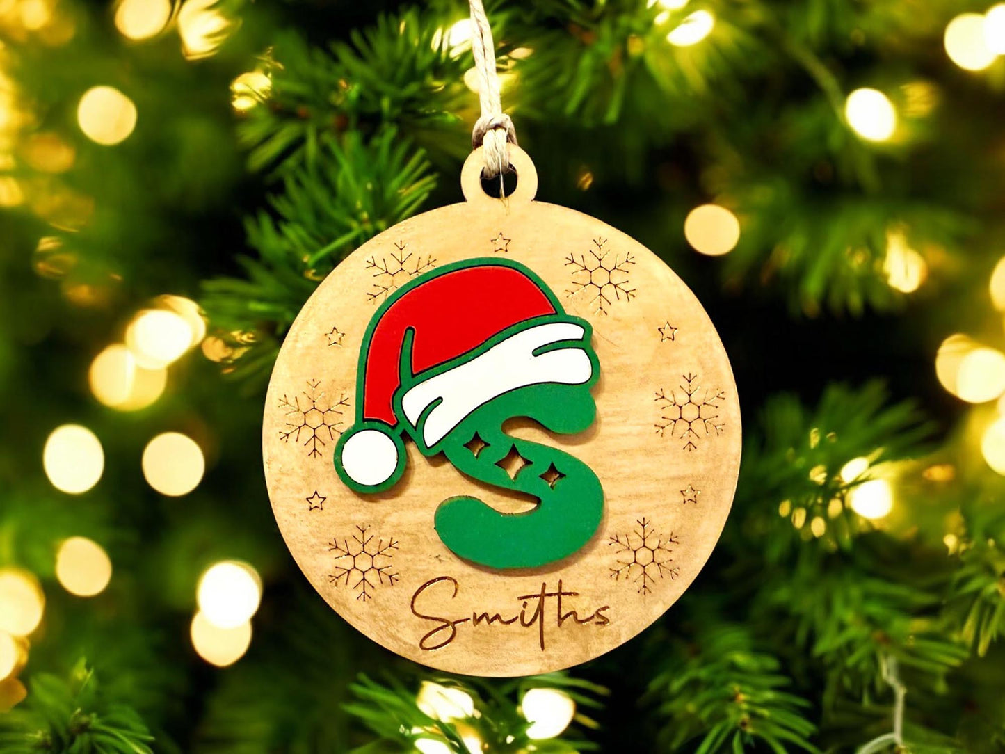 Santa Hat Initial Ornament