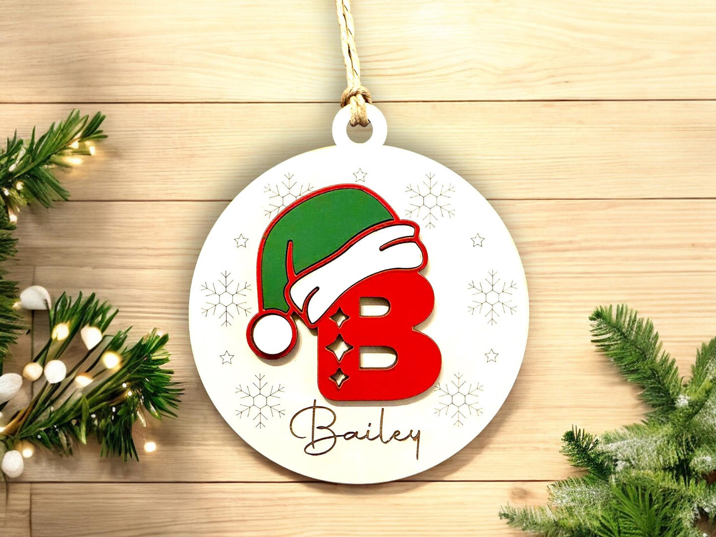 Santa Hat Initial Ornament