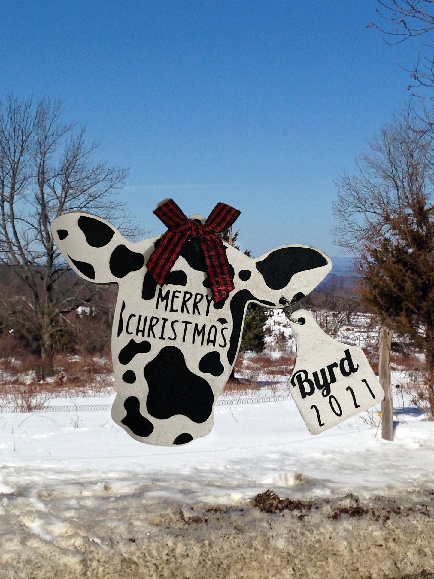 Cow Tagged Ornament