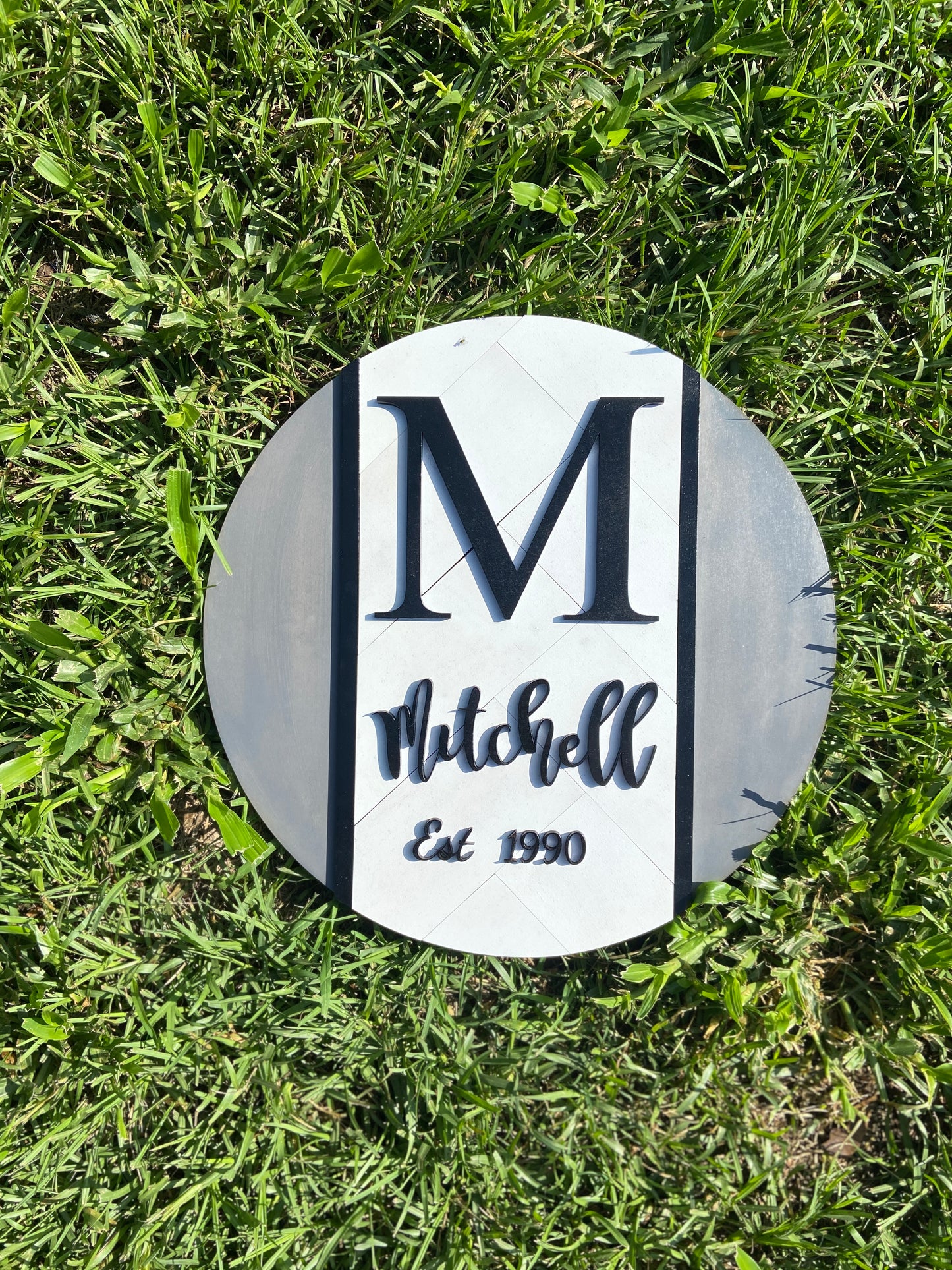 Herringbone Monogram Plaque